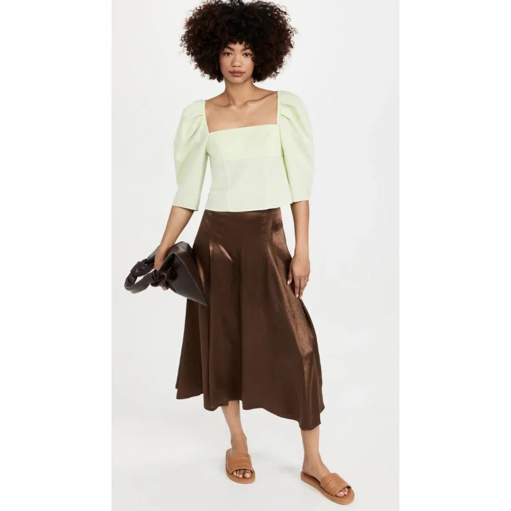 NWT Vince Draped Square Neck Top in Honeydew size 2
